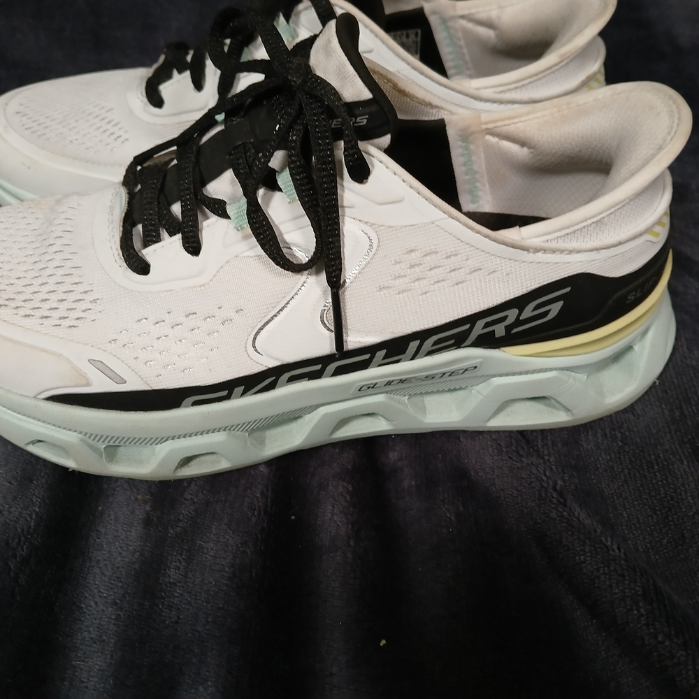 Skechers Women's White Black Mint Platform Sneakers